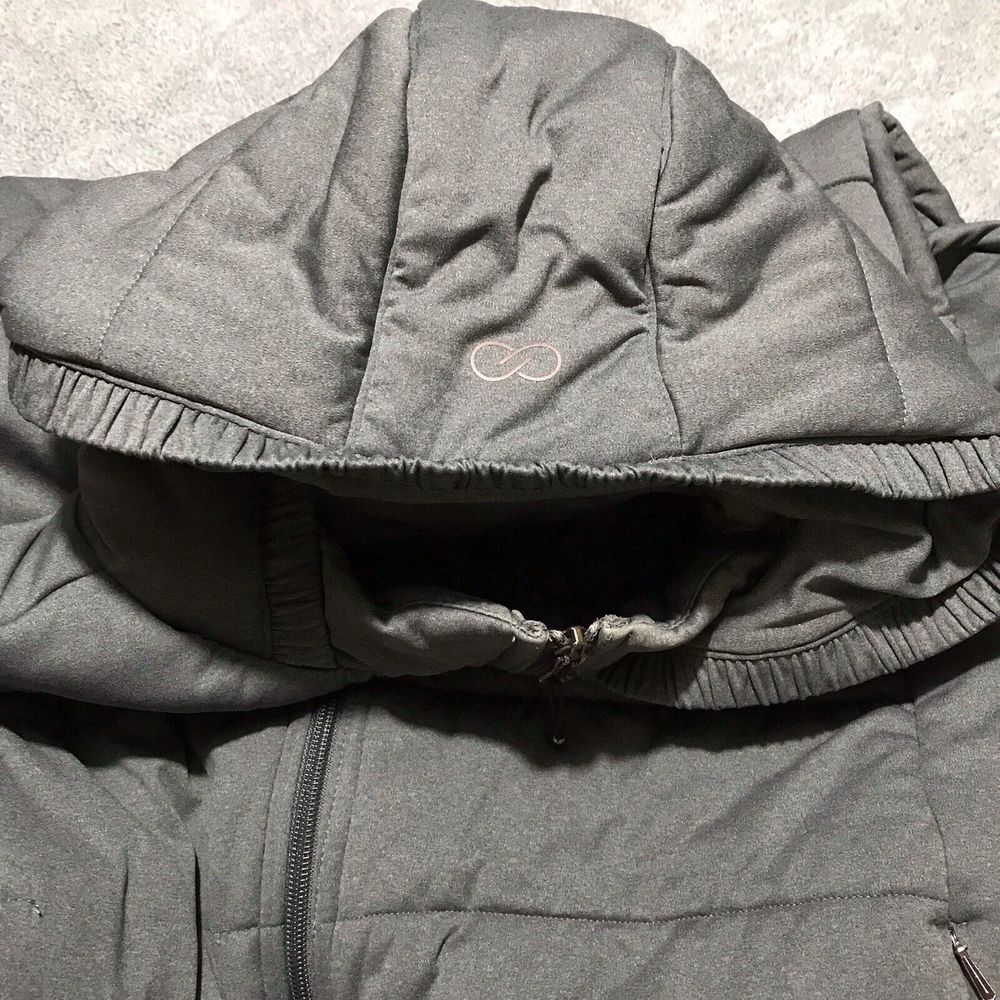 Calia by Carrie Underwood Womens‎ Large Gray Hooded Rutched Zip Puffer Vest - Picture 11 of 12